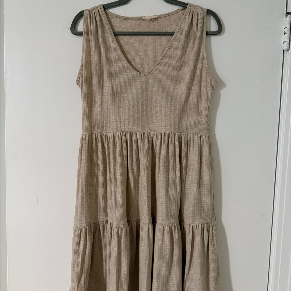 Sleeveless Tan Maxi Dress